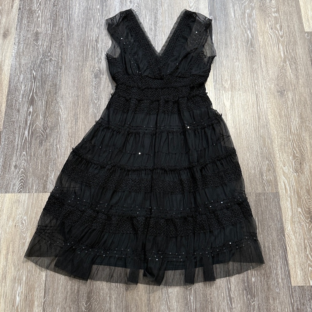 Max Studio Specialty Womens Dress Black Mesh Tiered